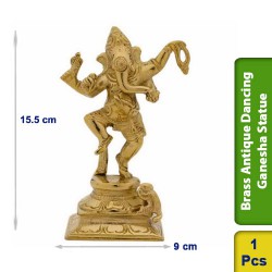 Brass Antique Dancing Ganesha Statue figurine Hindu BS106